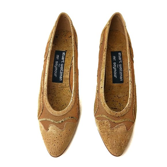 New VTG Stuart Weitzman Cork Snake Heels 6 M - Picture 3 of 10